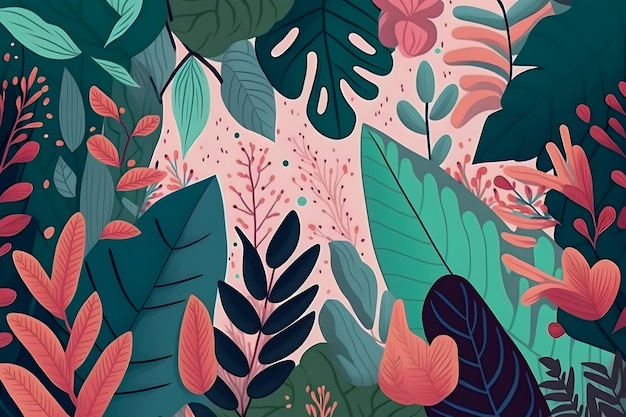 Kolorowa ilustracja dżungli kwiatowy wzór