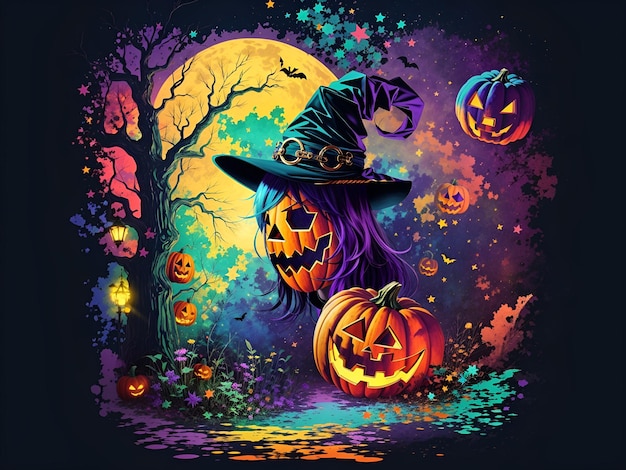 Kolorowa ilustracja Halloween TShirt
