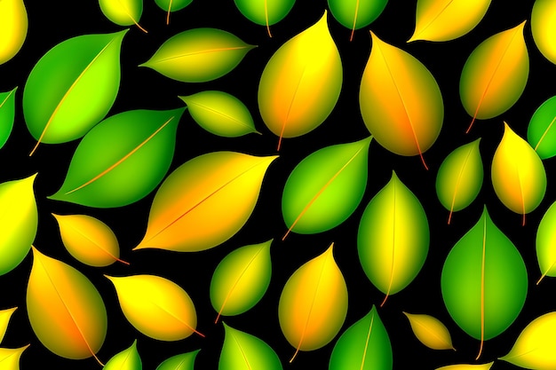 Kolorowa ilustracja jesiennych liści na czarnym tle Generative AI