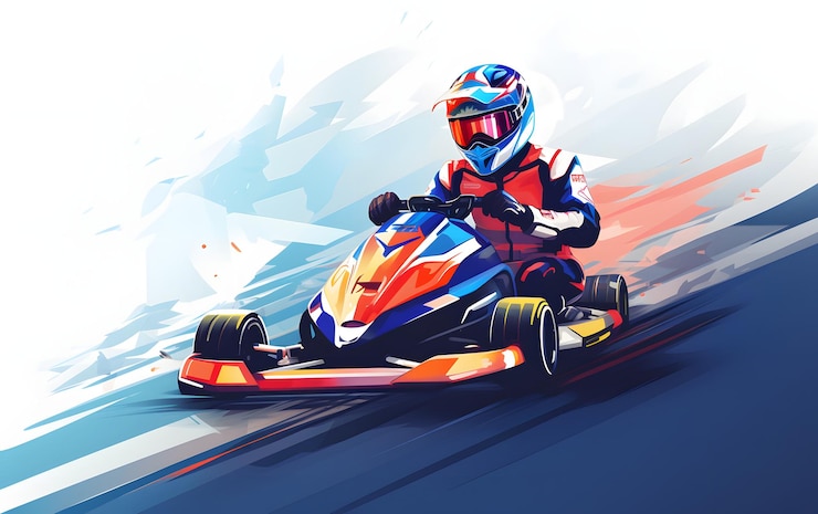 Zdjęcie kolorowa ilustracja kartingu samochodowego sporta tło