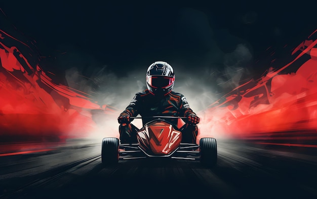 Kolorowa ilustracja kartingu samochodowego sporta tło