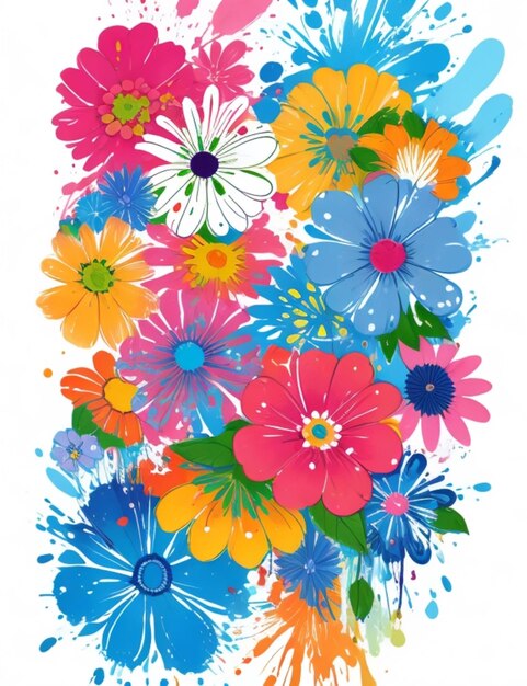 kolorowa ilustracja kwiatowy z białym tłem