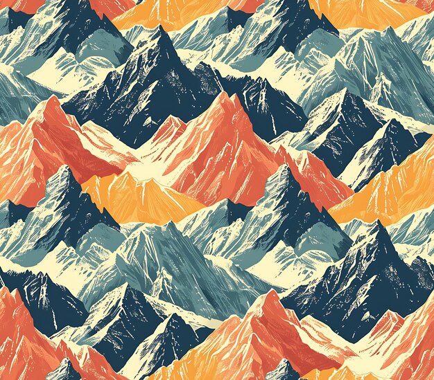 Zdjęcie kolorowa ilustracja łańcucha górskiego w stylu vintage