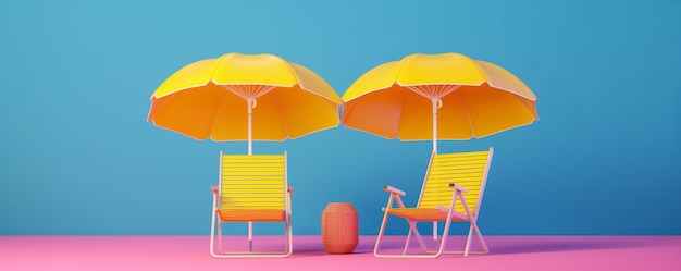 Kolorowa ilustracja leżaków i parasoli