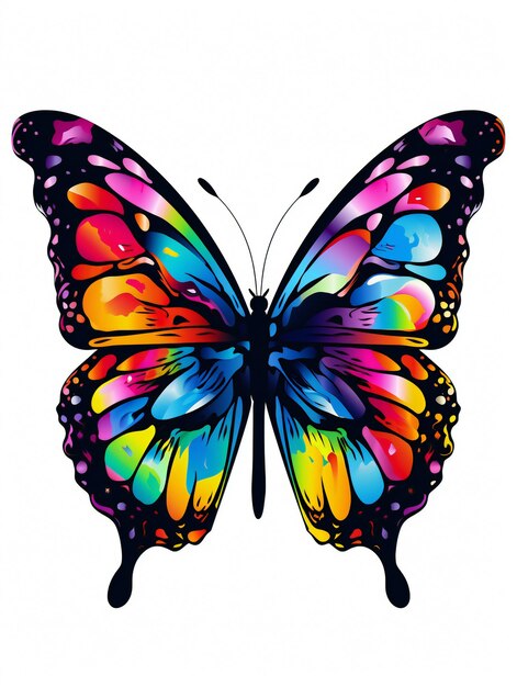 Kolorowa ilustracja motyla Wielokolorowy wzór skrzydeł na białym tle