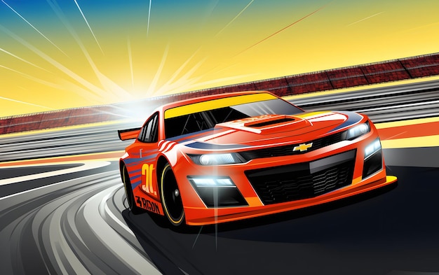 Kolorowa ilustracja nascar samochód wyścigowy sporty tła