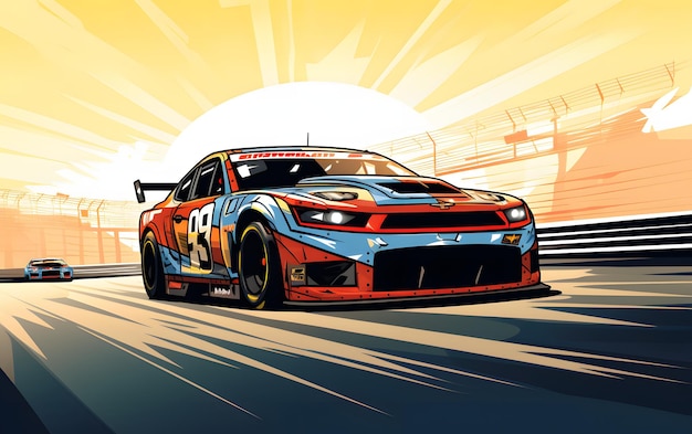 Kolorowa ilustracja nascar samochód wyścigowy sporty tła