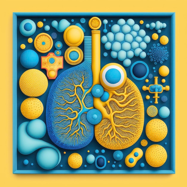 Kolorowa ilustracja płuca i płuc.