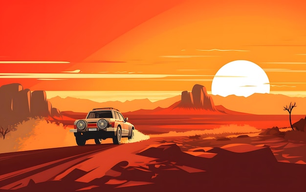 Kolorowa ilustracja rallye dakar sportowe tło