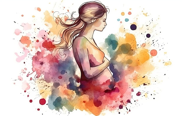 Kolorowa ilustracja z okazji Dnia Matki przedstawiająca dziecko obejmujące matkę