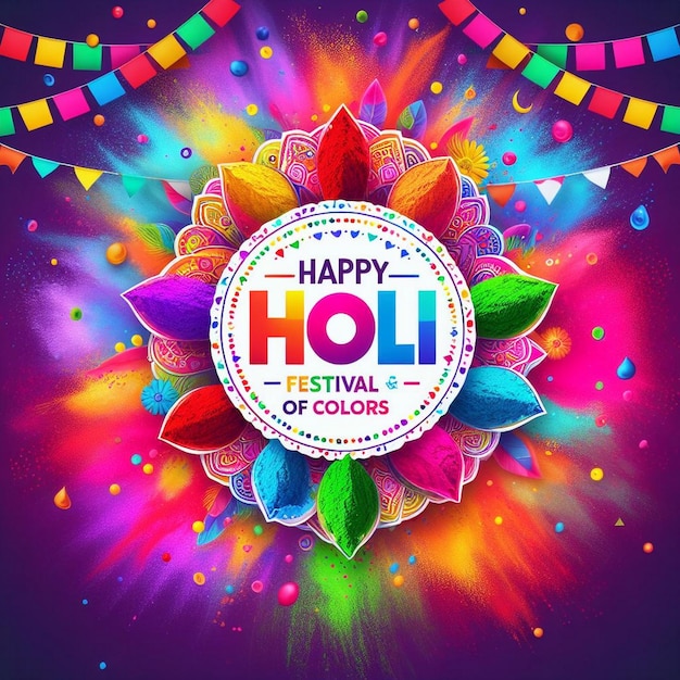 Kolorowa karta festiwalu Holi Festiwal kolorów Festiwal indyjski