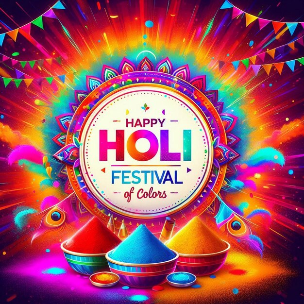 Kolorowa karta festiwalu Holi Festiwal kolorów Festiwal indyjski