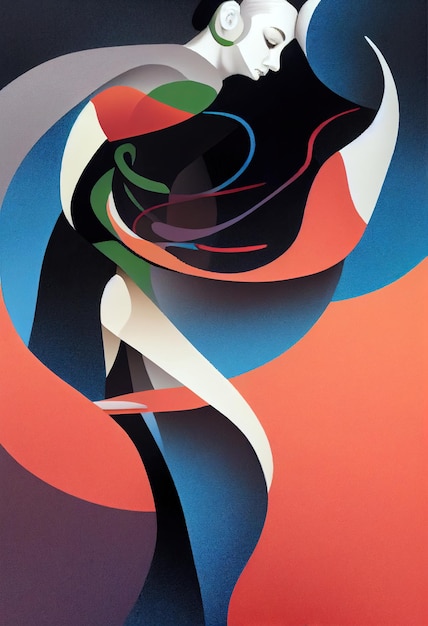 Kolorowa kobieca sztuka abstrakcyjna generowana przez sztuczną inteligencję