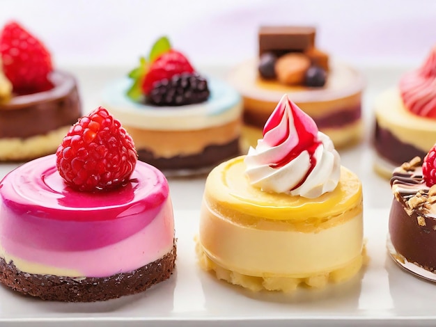 Kolorowa kolekcja deserów słodki rozkosz na talerzu
