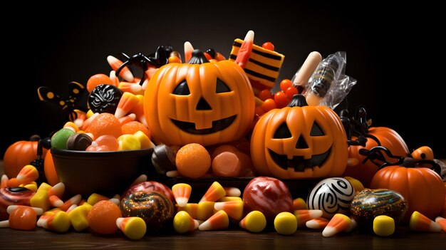 kolorowa kolekcja dyniowych cukierków halloween