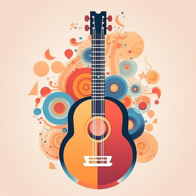 Kolorowa kolekcja muzyki wektorowej Gitar Clipart Symbole muzyczne i więcej