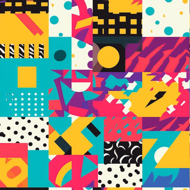 Kolorowa kolekcja Retro 80's Seamless Pattern