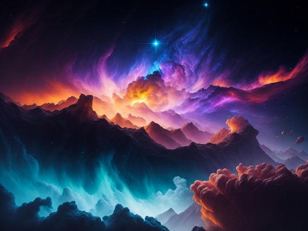 Kolorowa kosmiczna mgławica chmury galaktycznej Tło kosmiczne gwiezdnej nocy Zdjęcie wysokiej jakości