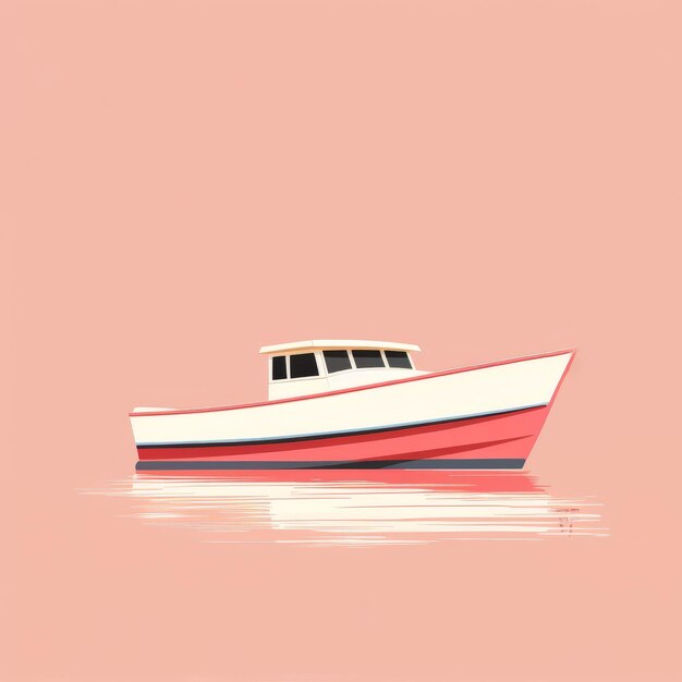Kolorowa łódź na tle fuchsii Czysty i prosty projekt zainspirowany przez Annibale Carracci