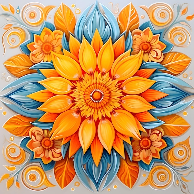 Kolorowa Mandala Fantasy z żywymi motywami kwiatowymi Solarizing Masterpiece