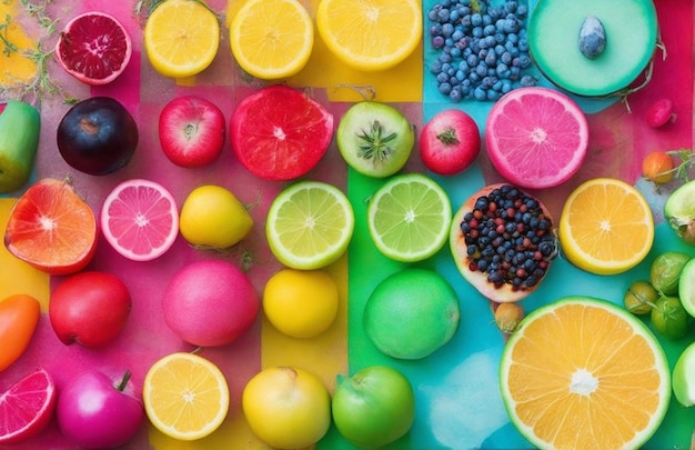 Zdjęcie kolorowa mieszanka owoców