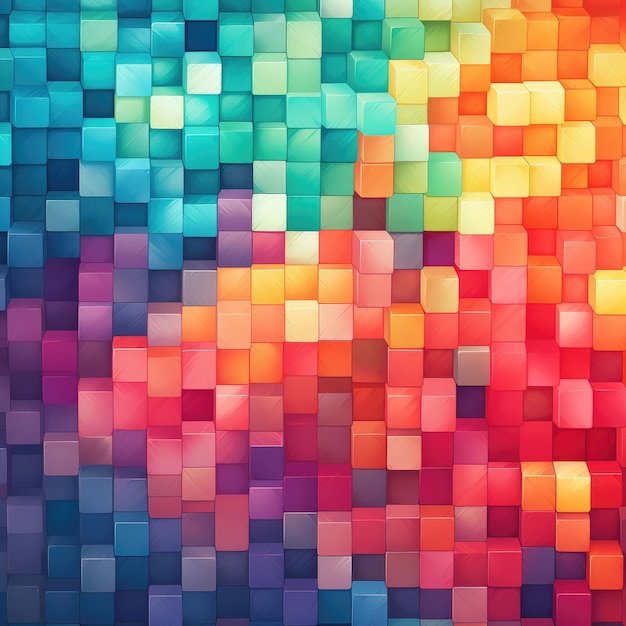 kolorowa mozaika kwadratów z kolorowym tłem.