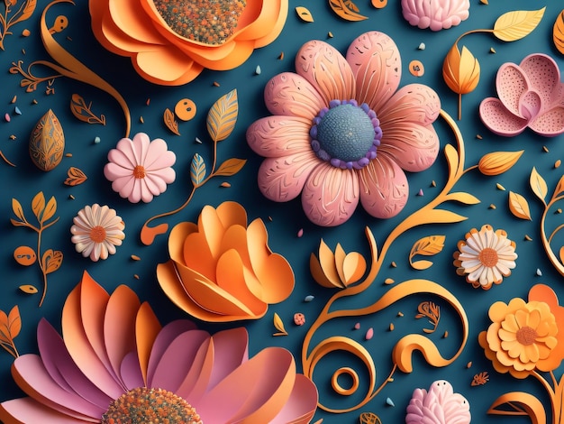 Kolorowa papierowa grafika z kwiatami