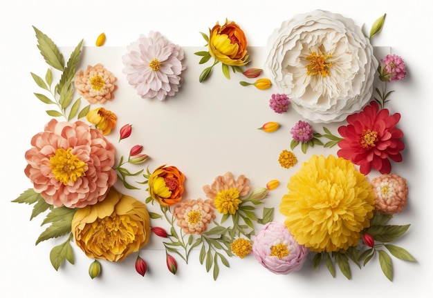 Kolorowa papierowa ramka z kwiatami