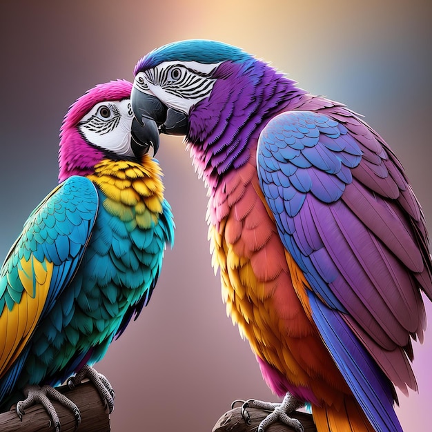 Kolorowa papuga jest obok papugi.