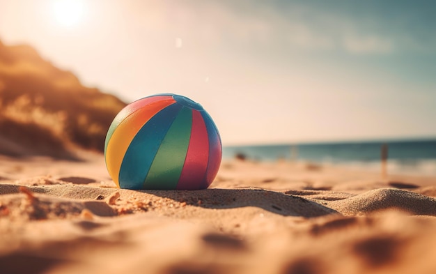 Kolorowa piłka plażowa w słońcu Letnie klimaty