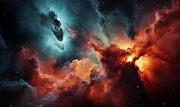 Kolorowa przestrzeń z chmurami i gwiazdami