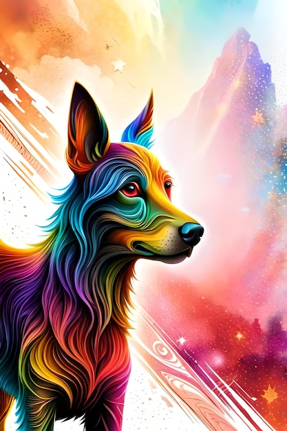 Kolorowa psychodeliczna sztuka 3d psa