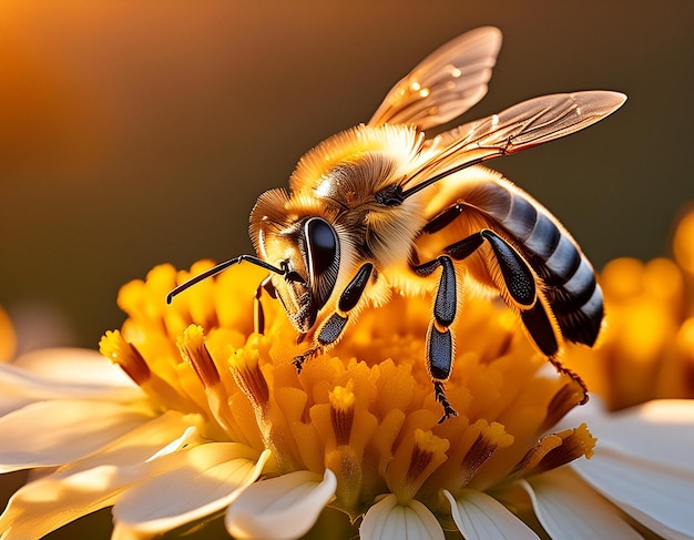 Zdjęcie kolorowa pszczoła jest na kwiecie