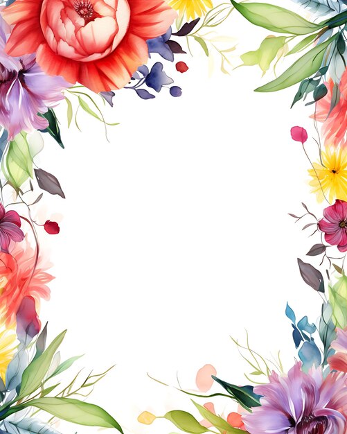 Zdjęcie kolorowa ramka kwiatowa na białym