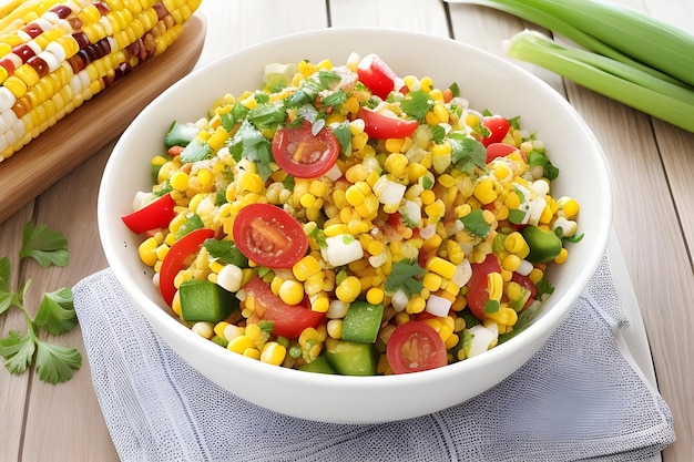Zdjęcie kolorowa sałatka z kukurydzy