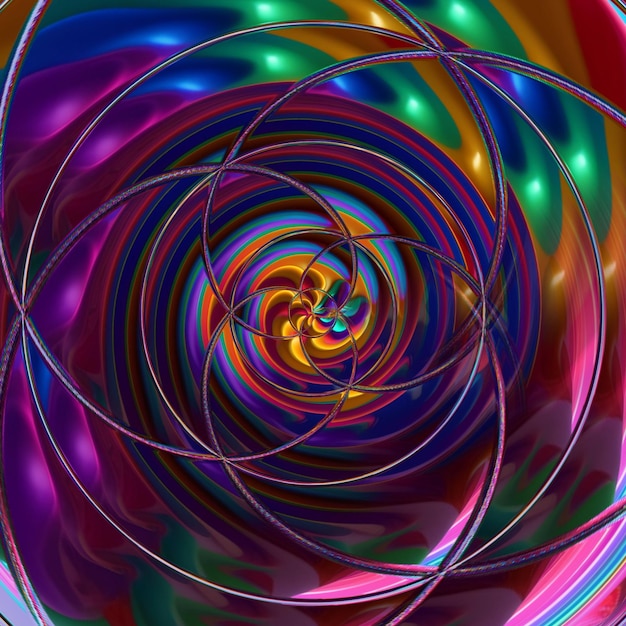 Kolorowa spirala linii jest pokazana ze słowem „t” na dole.