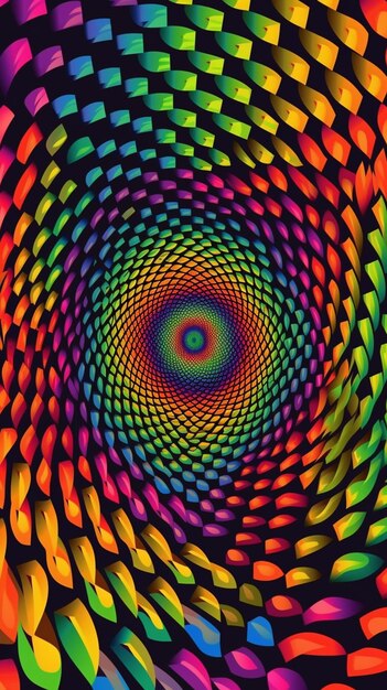 Zdjęcie kolorowa spirala światła jest pokazana z napisem „słowo” na dole. 