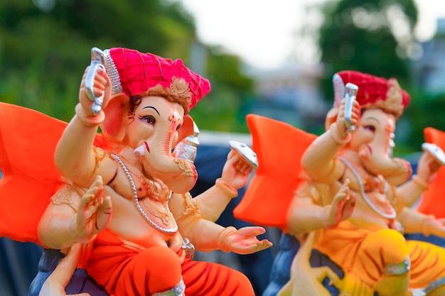 Kolorowa statua lub rzeźba Lord Ganesha na festiwal Lord Ganesha