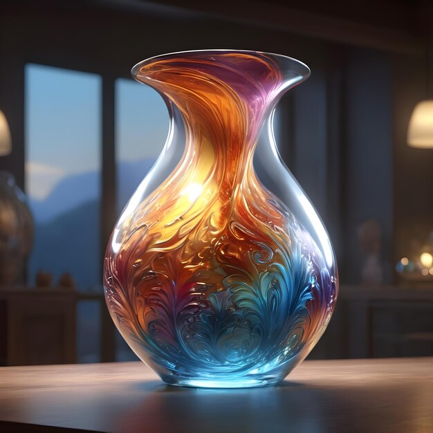 Kolorowa szklana wazonka 3D