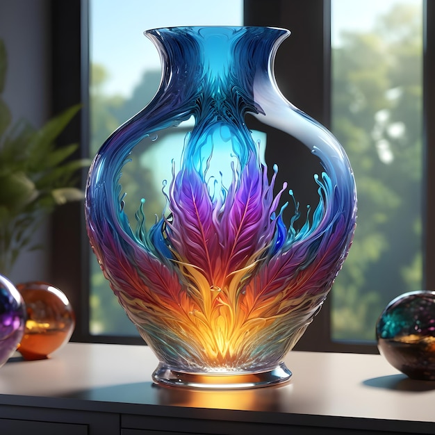 Kolorowa szklana wazonka 3D