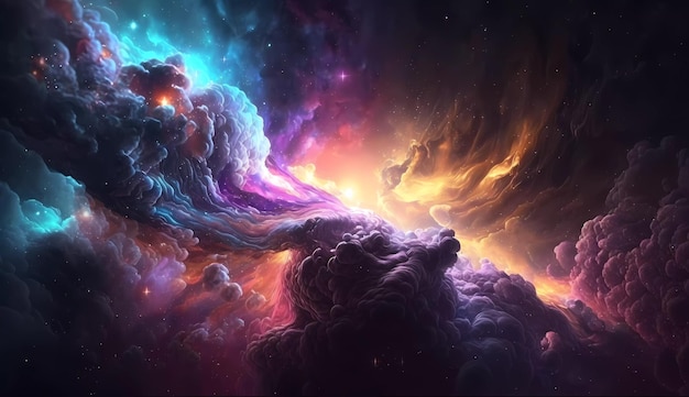 Kolorowa tapeta galaktyka z mgławicą i chmurami