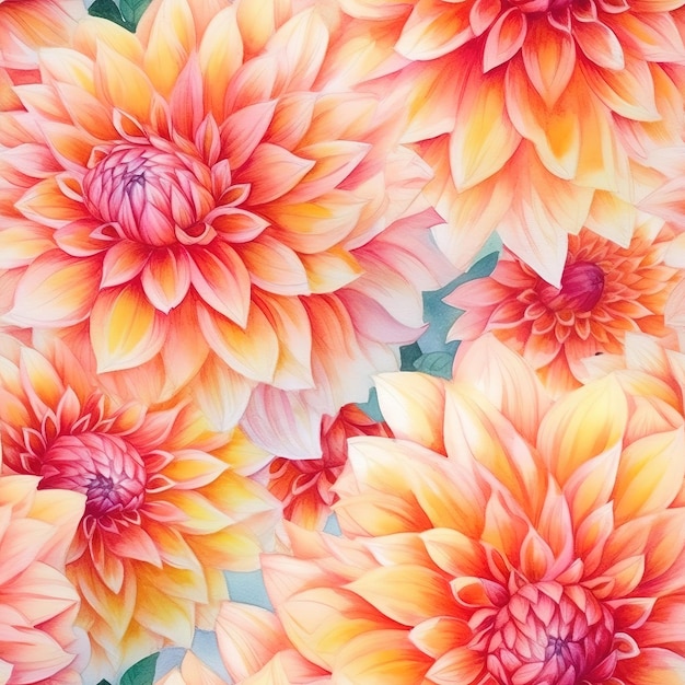 Kolorowa tapeta w kwiaty o nazwie dalia