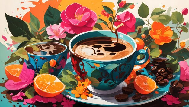 Kolorowa wietnamska kawa Obraz jest generowany za pomocą sztucznej inteligencji