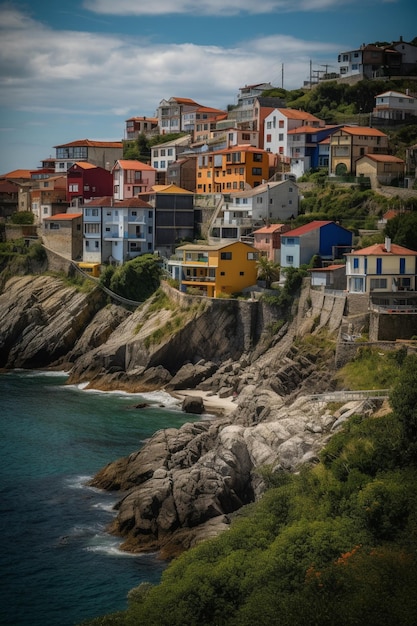 Kolorowa wioska na wybrzeżu Adriatyku.