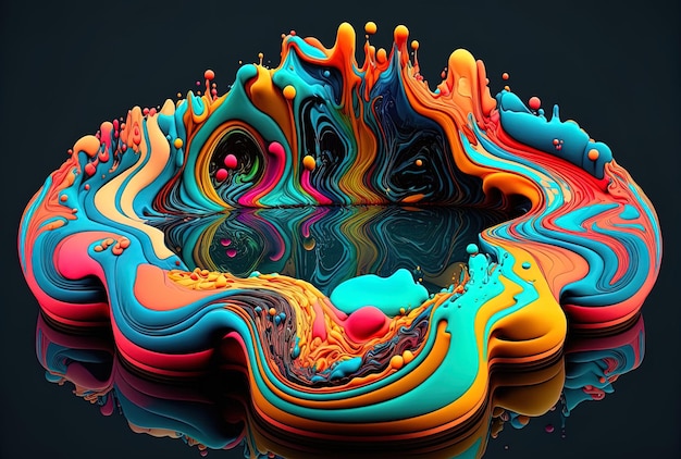 Kolorowa woda rozpuszcza się w abstrakcyjny kształt