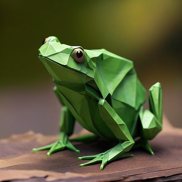 Kolorowa żaba geometryczna low poly AI Generowane