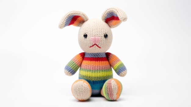 Kolorowa zabawka z królikiem Amigurumi zainspirowana przez Petrinę Hicks