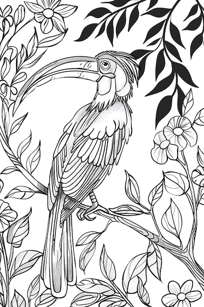Kolorowanie Hornbill Line Art