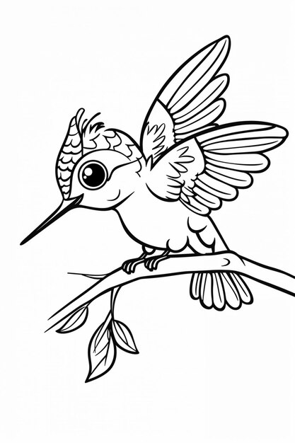 Zdjęcie kolorowanie stron kolibri do drukowania i koloru generatywny ai