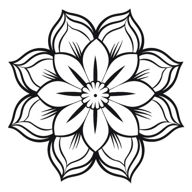 Zdjęcie kolorowanie stron z wzorem kwiatów czarno-biały wieniec mandala kwiatowa bouquet line art